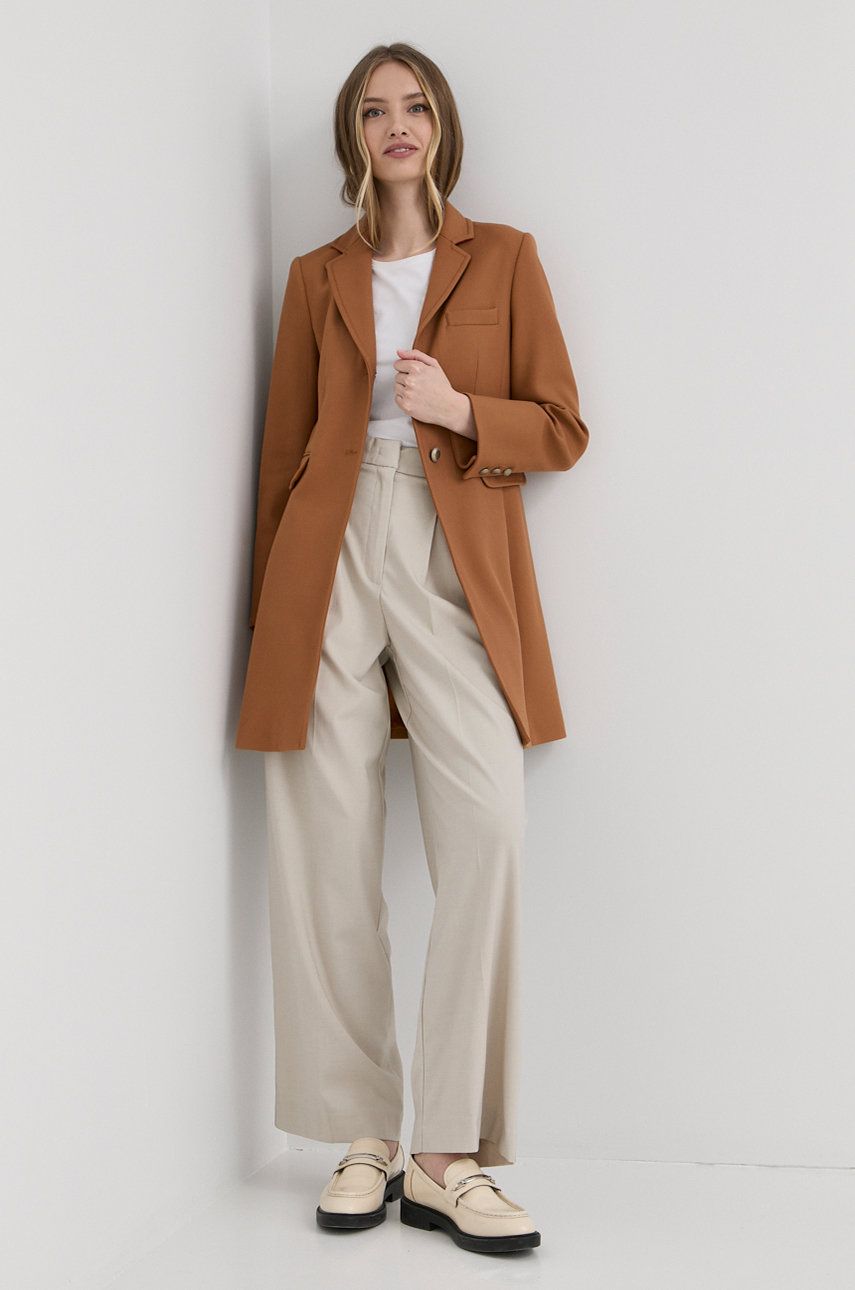 MAX&Co. palton femei, culoarea maro, de tranzitie answear.ro