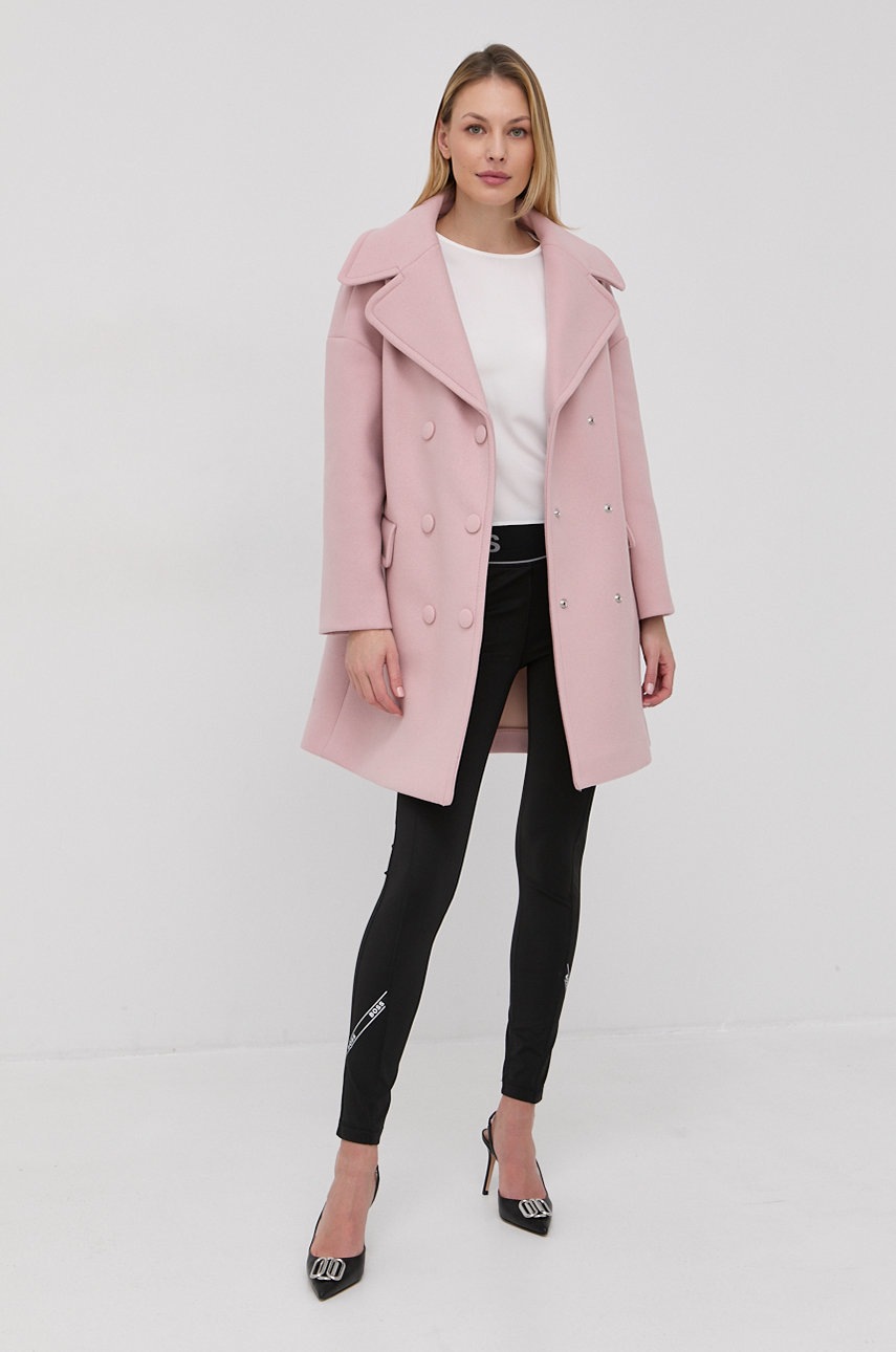 

Шерстяное пальто Red Valentino цвет розовый переходной двубортный