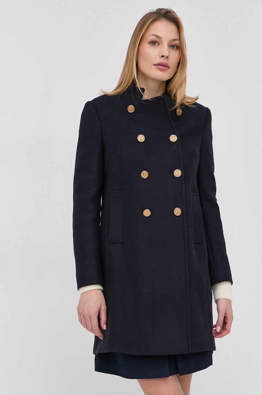 

Шерстяное пальто Red Valentino цвет синий переходной двубортный
