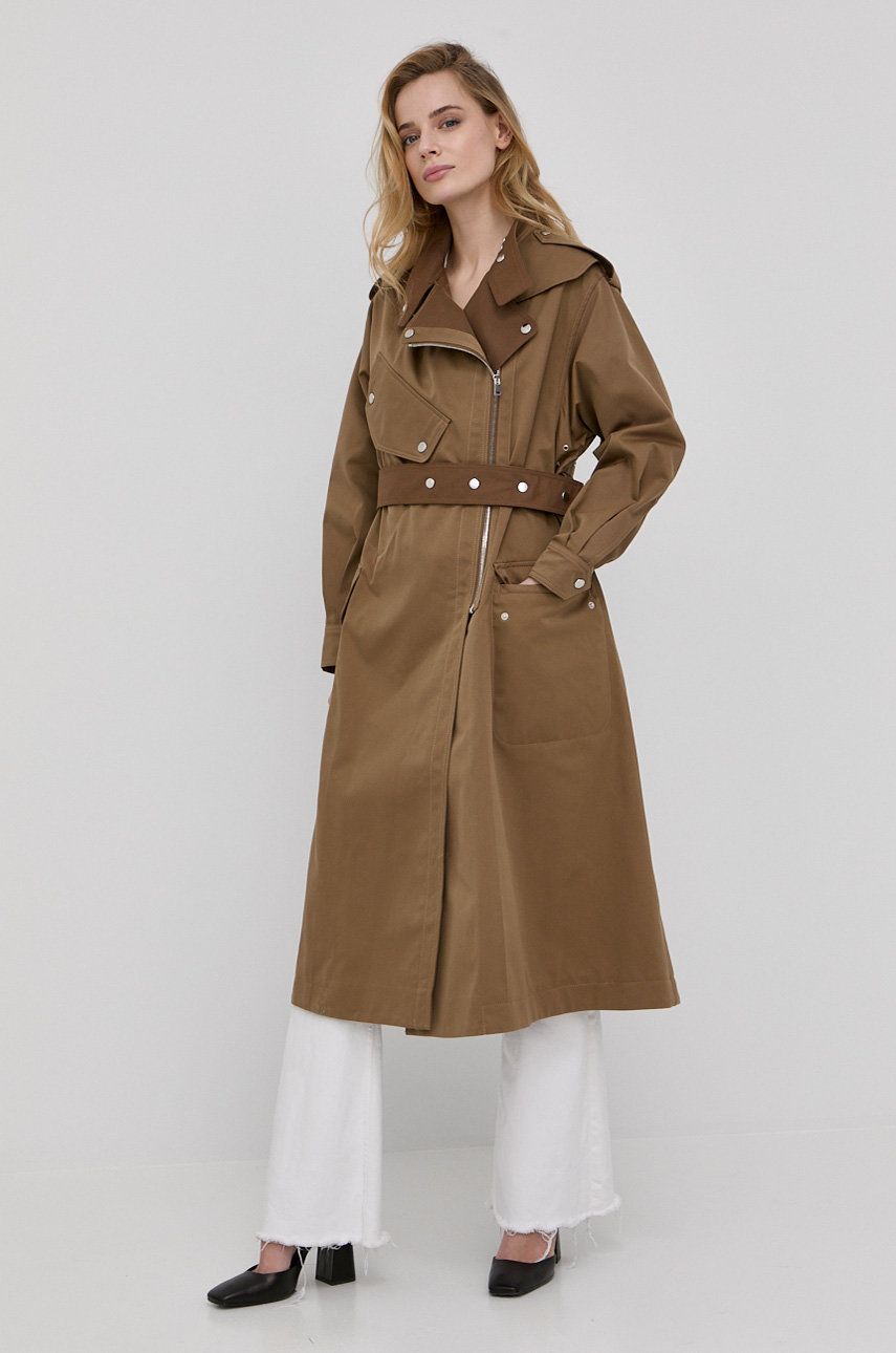 Victoria Beckham palton femei, culoarea bej, de tranzitie answear imagine noua