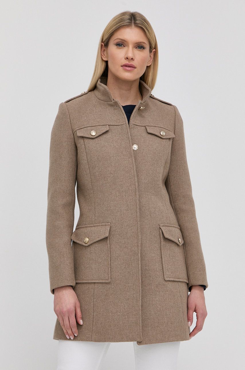 Morgan palton de lana culoarea bej, de tranzitie imagine reduceri black friday 2021 answear.ro
