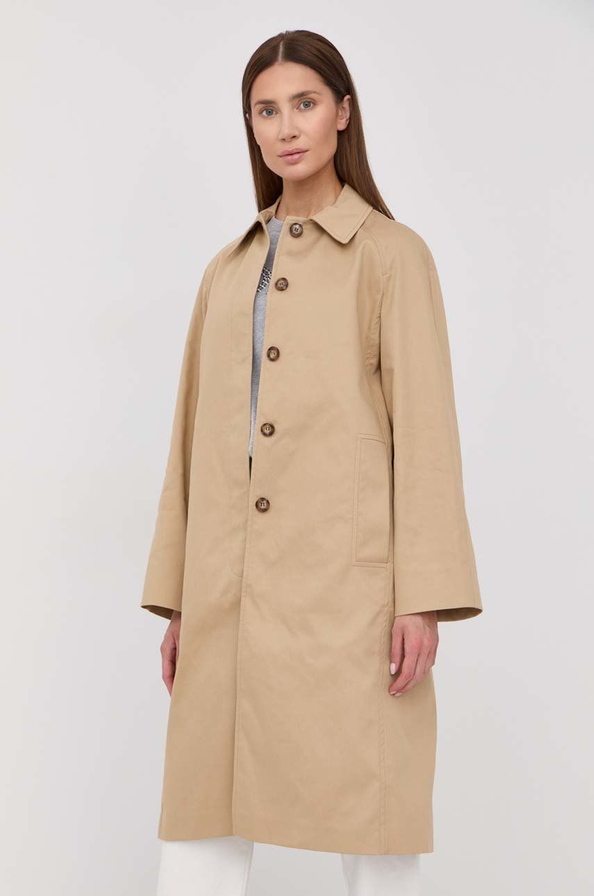 Kabát Victoria Beckham dámský, béžová barva, přechodný, oversize