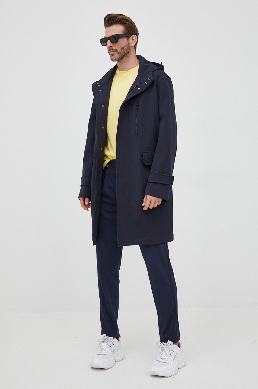 

Пальто BOSS мужской цвет синий переходной oversize