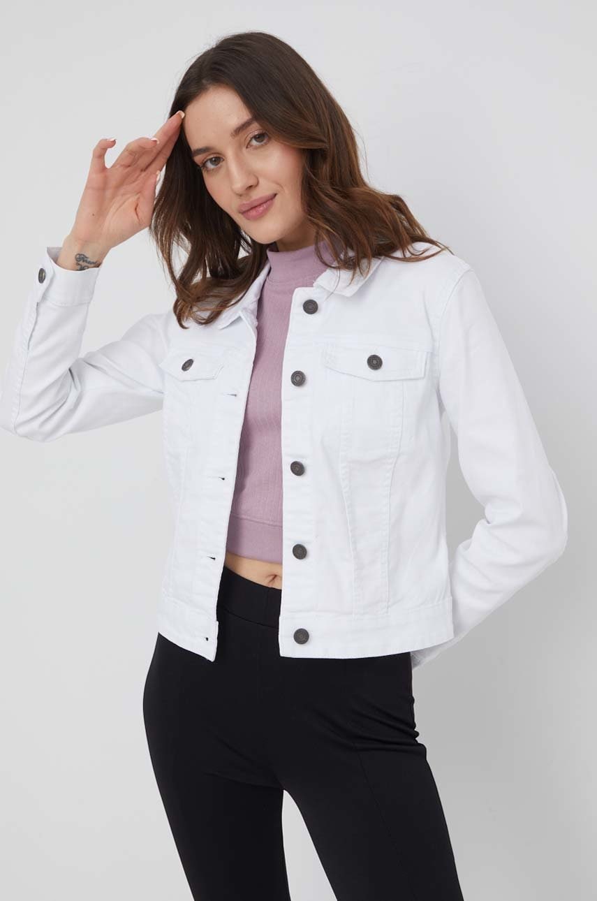 Noisy may geaca jeans femei, culoarea alb, de tranzitie