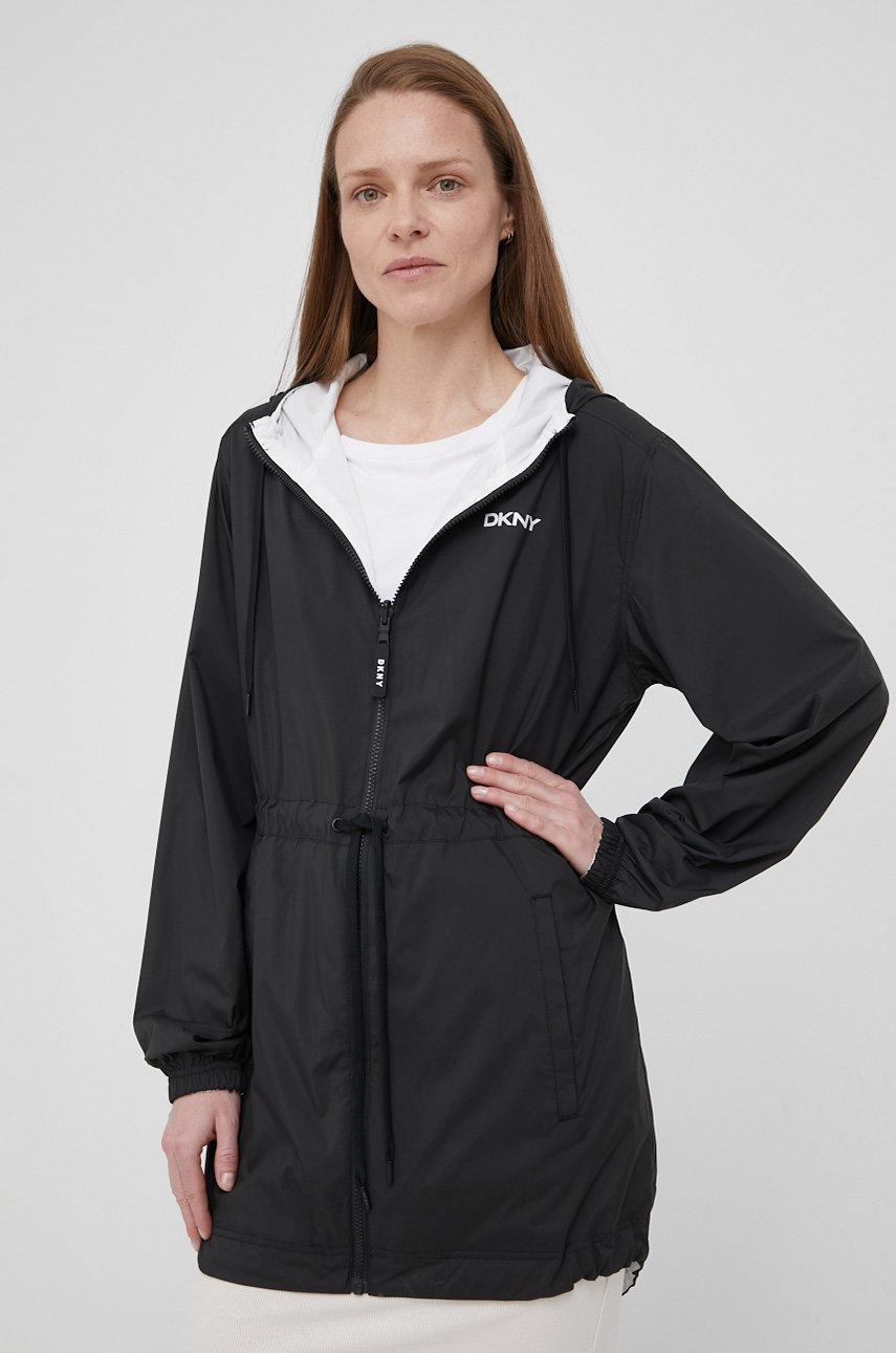 

Яке с две лица Dkny дамска в черно с преходна изолация, Черен