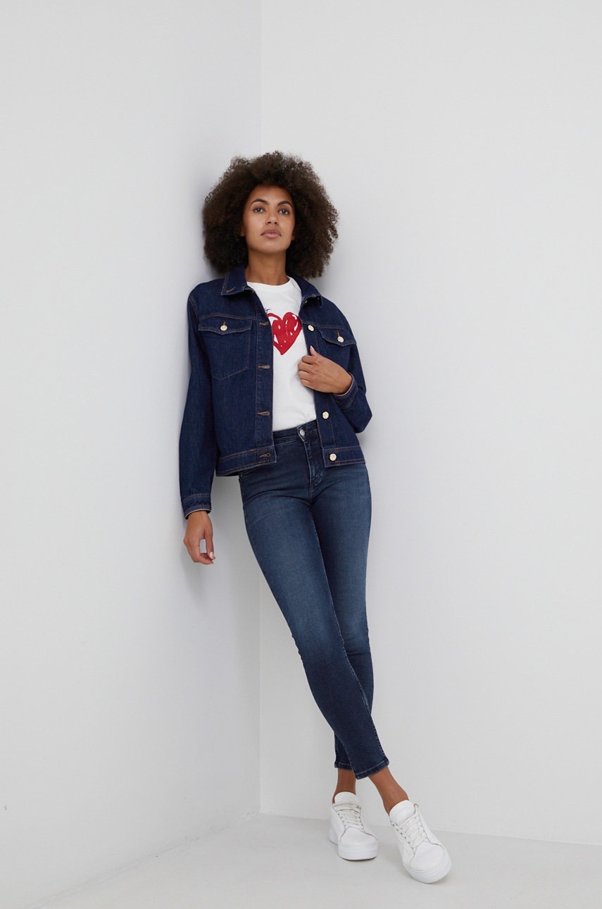 

Джинсова куртка Tommy Hilfiger жіноча колір синій перехідна oversize