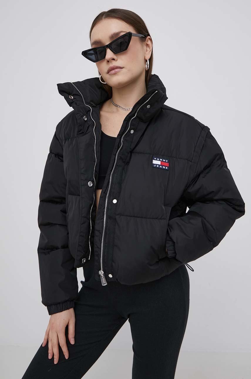 

Яке Tommy Jeans дамско в черно със зимна изолация, Черен