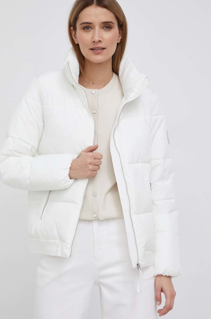 Calvin Klein Kurtka damska kolor biały zimowa