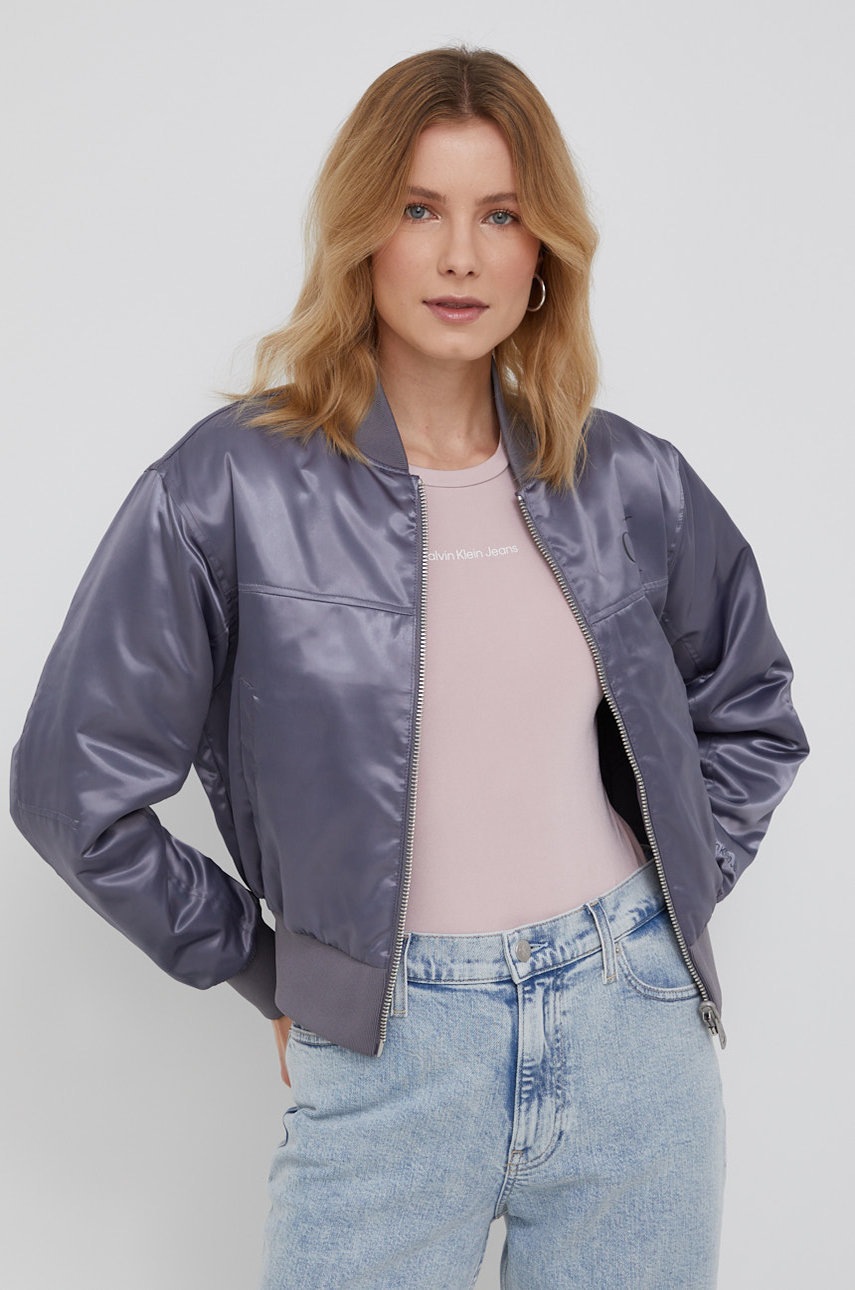 

Яке с две лица Calvin Klein Jeans дамско в сиво с преходна изолация, Сив
