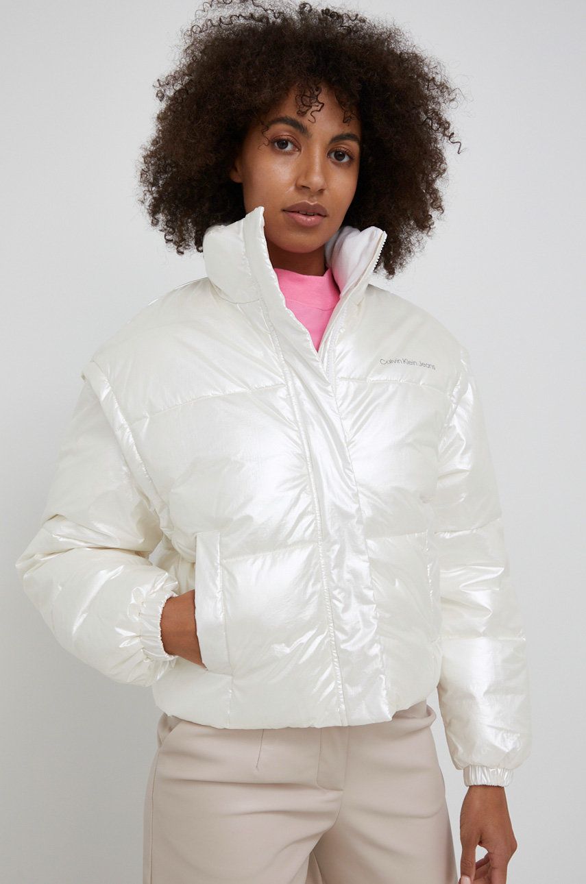 Calvin Klein Jeans Kurtka damska kolor biały zimowa