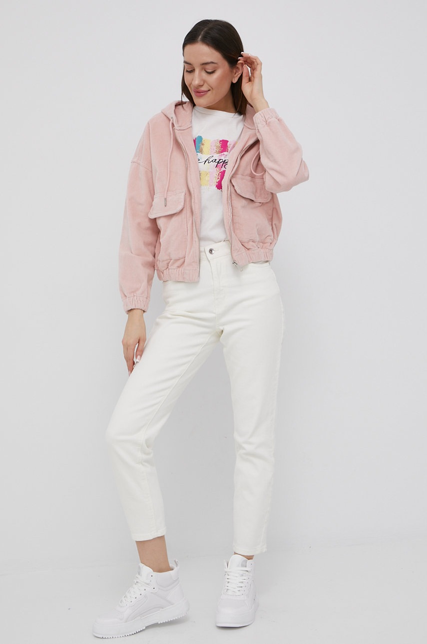 

Вельветовая куртка Only цвет розовый переходная oversize