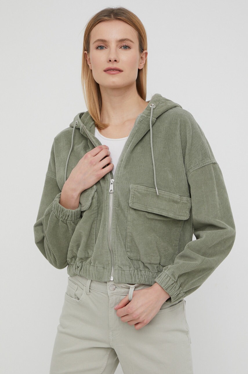 Only geaca din velur culoarea verde, de tranzitie