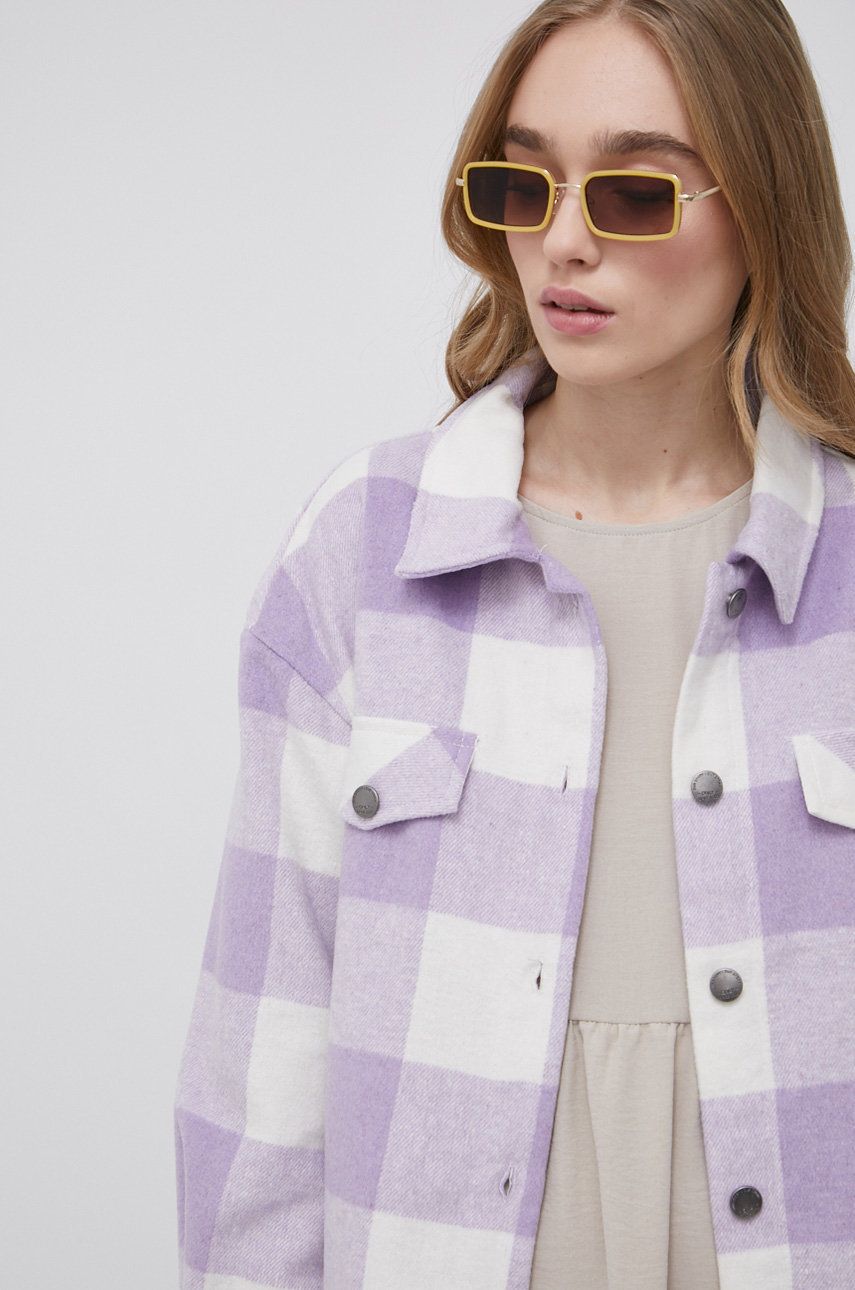 Only camasa din lana culoarea violet, relaxed answear.ro