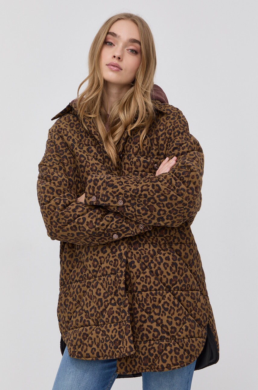 Bimba Y Lola Geacă femei, culoarea verde, de tranzitie, oversize