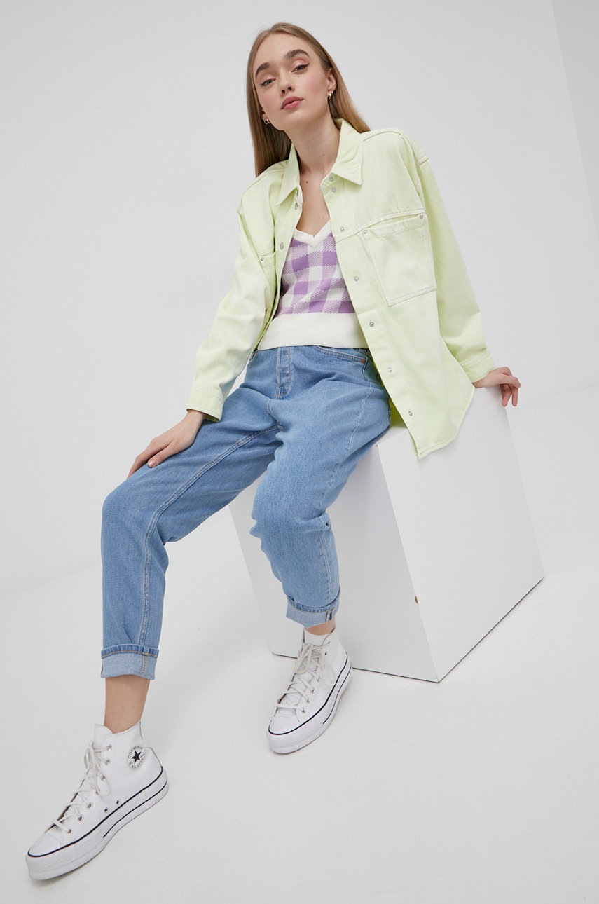 

Джинсова куртка Tom Tailor жіноча колір зелений перехідна oversize