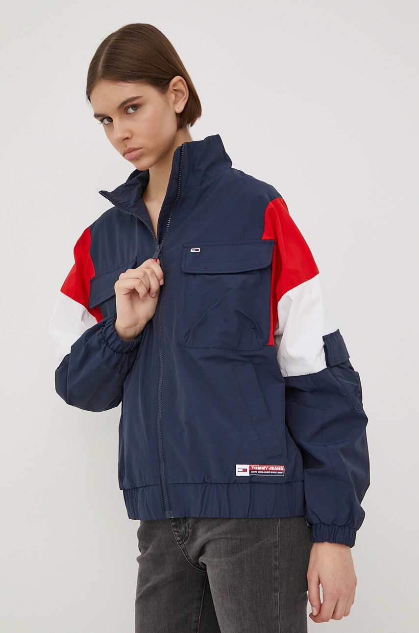 

Куртка Tommy Jeans жіноча колір синій перехідна