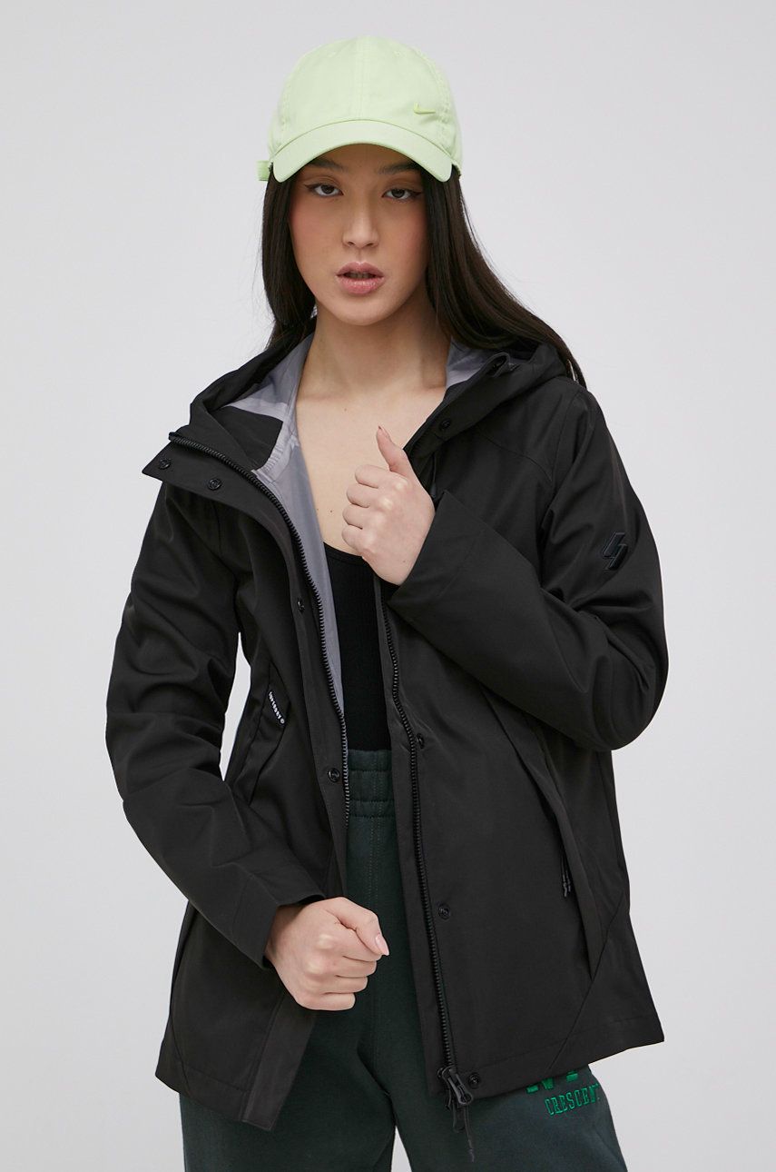 Superdry geaca femei, culoarea negru, de tranzitie answear.ro imagine noua