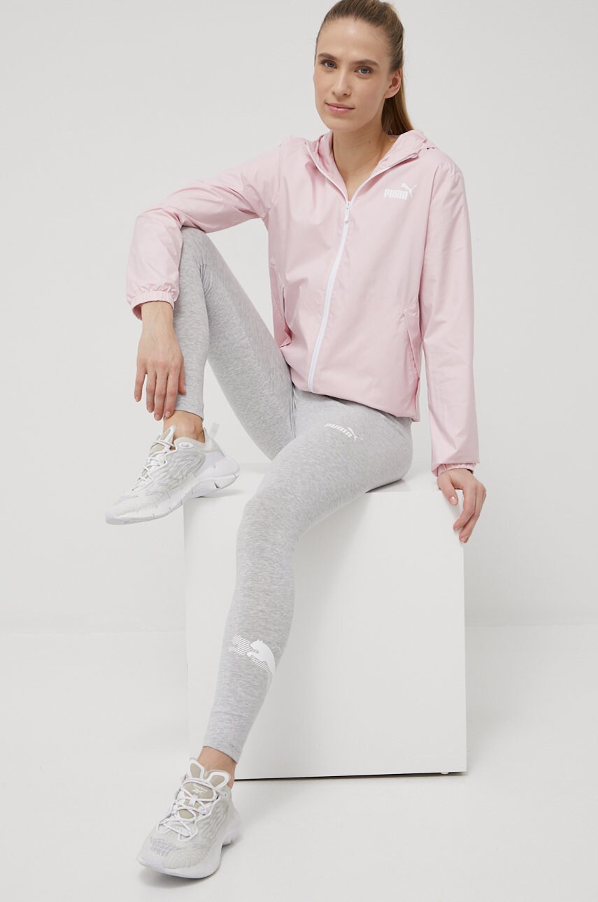 Puma windbreaker essentials solid culoarea roz, de tranzitie