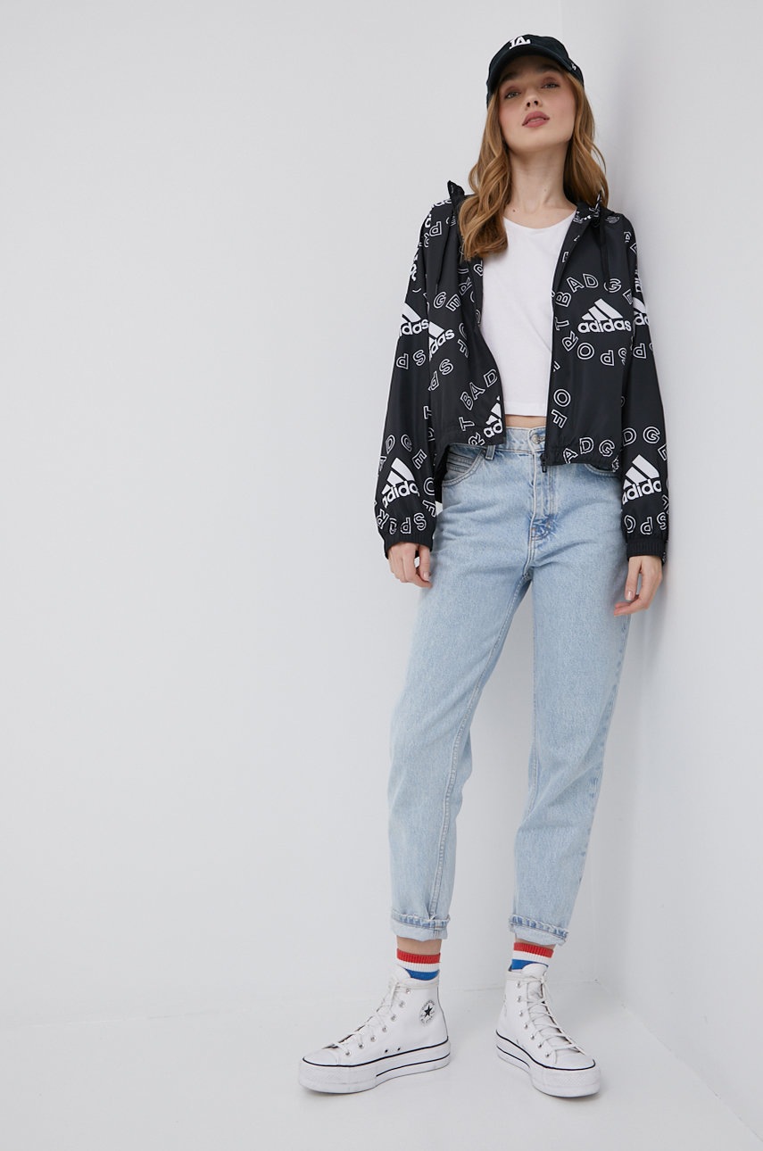 

Куртка adidas жіноча колір чорний перехідна oversize