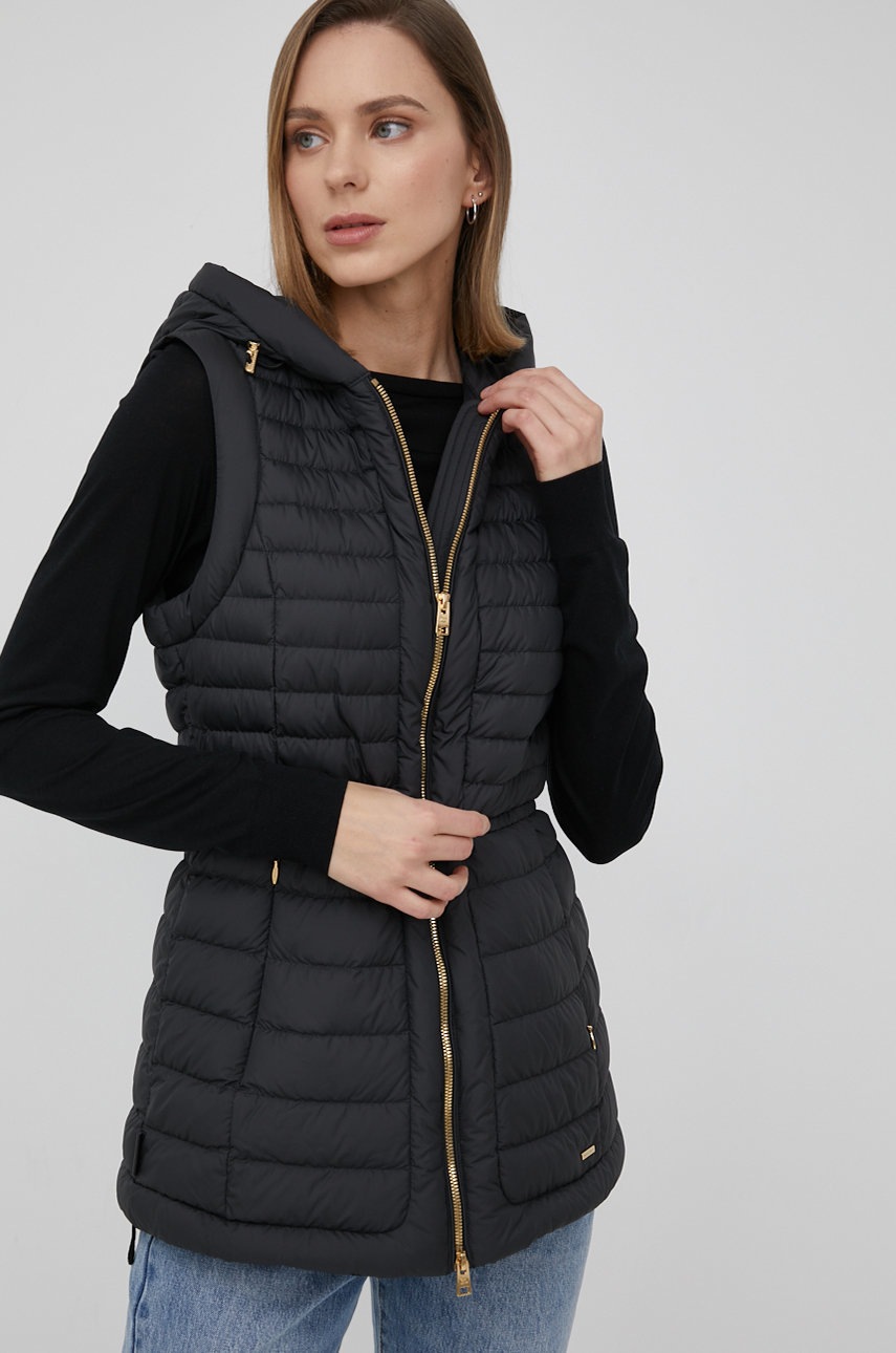 

Пухен елек Woolrich дамски в черно с преходна изолация, Черен