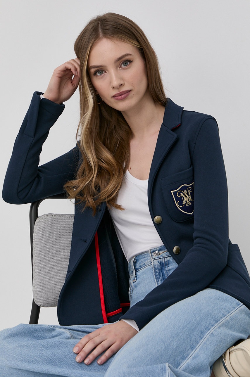 

Памучно сако MAX&Co. в тъмносиньо с двуредно закопчаване, Тъмносин