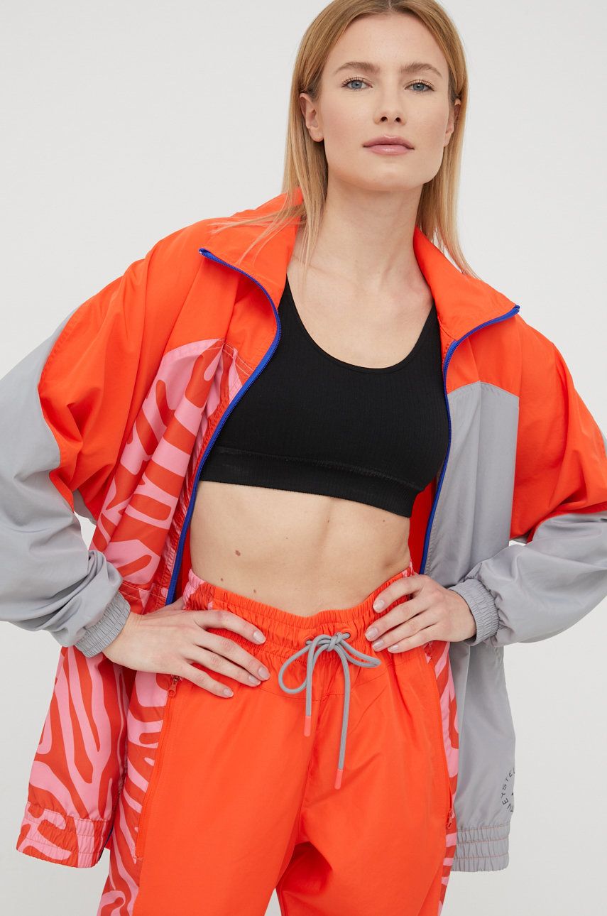 adidas by Stella McCartney kurtka sportowa kolor pomarańczowy przejściowa oversize