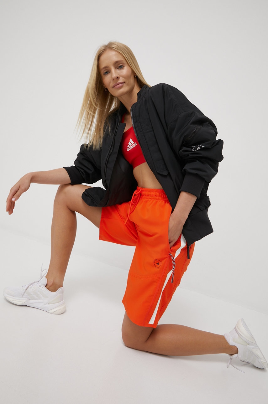 Adidas by stella mccartney windbreaker h59969 culoarea negru, de tranzitie, oversize