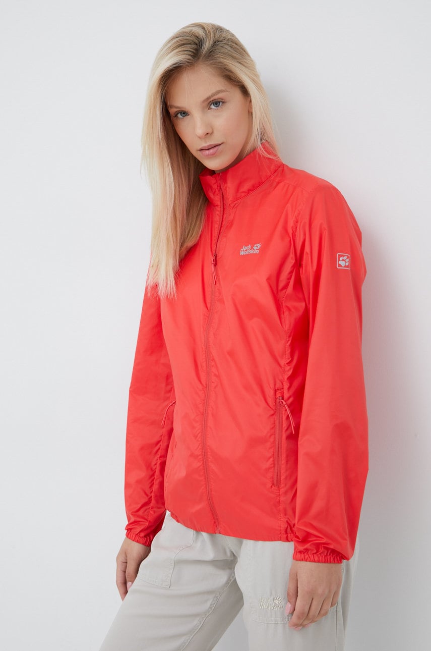Jack Wolfskin windbreaker Pack & Go culoarea rosu, de tranzitie