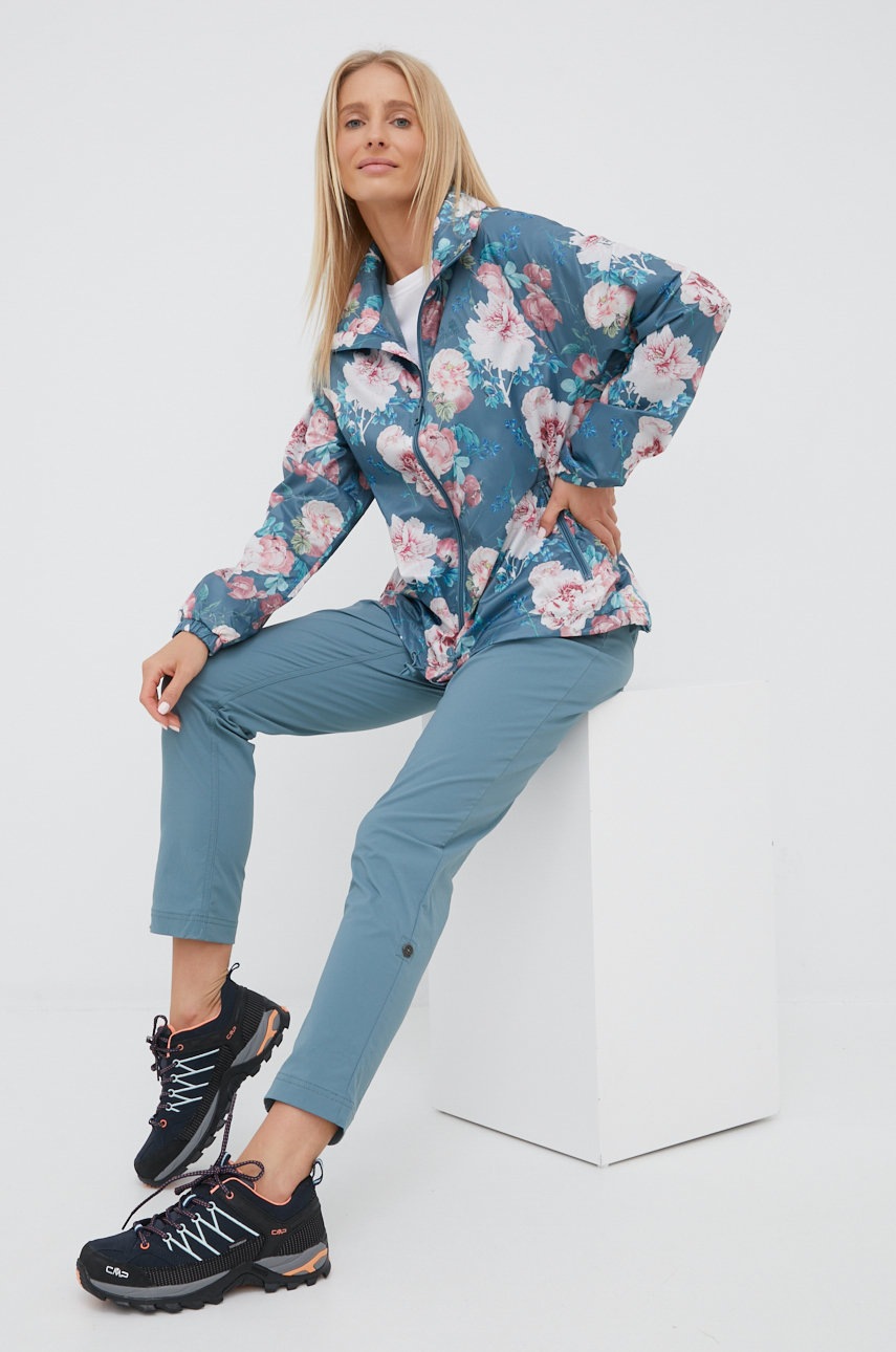 

Вітровка Jack Wolfskin Flower Blouson колір бірюзовий перехідна oversize