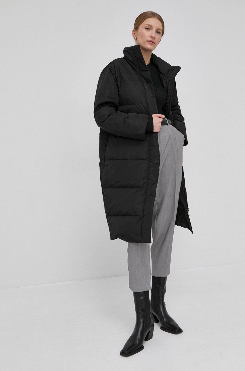 Péřová bunda Bruuns Bazaar Lucky dámská, černá barva, zimní