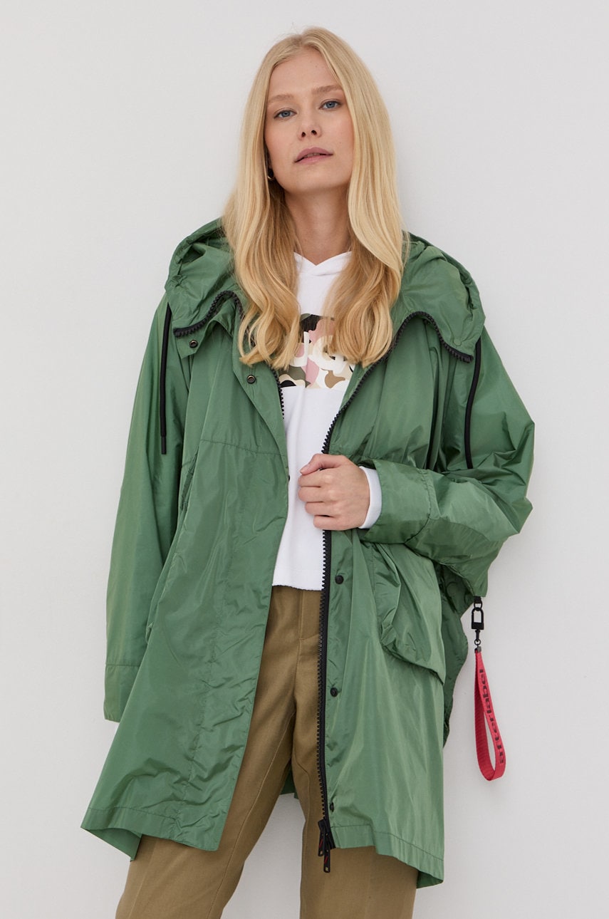 After label geaca femei, culoarea verde, de tranzitie, oversize