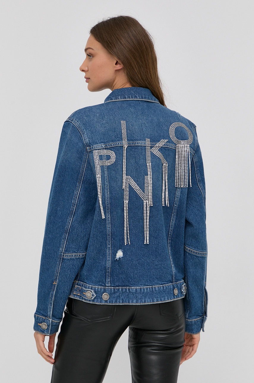 

Джинсовая куртка Pinko женская цвет фиолетовый переходная