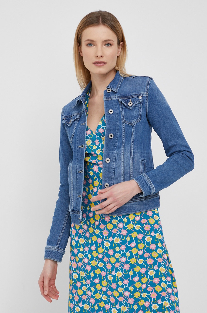 

Дънково яке Pepe Jeans Thrift дамско в тъмносиньо с преходна изолация, Тъмносин