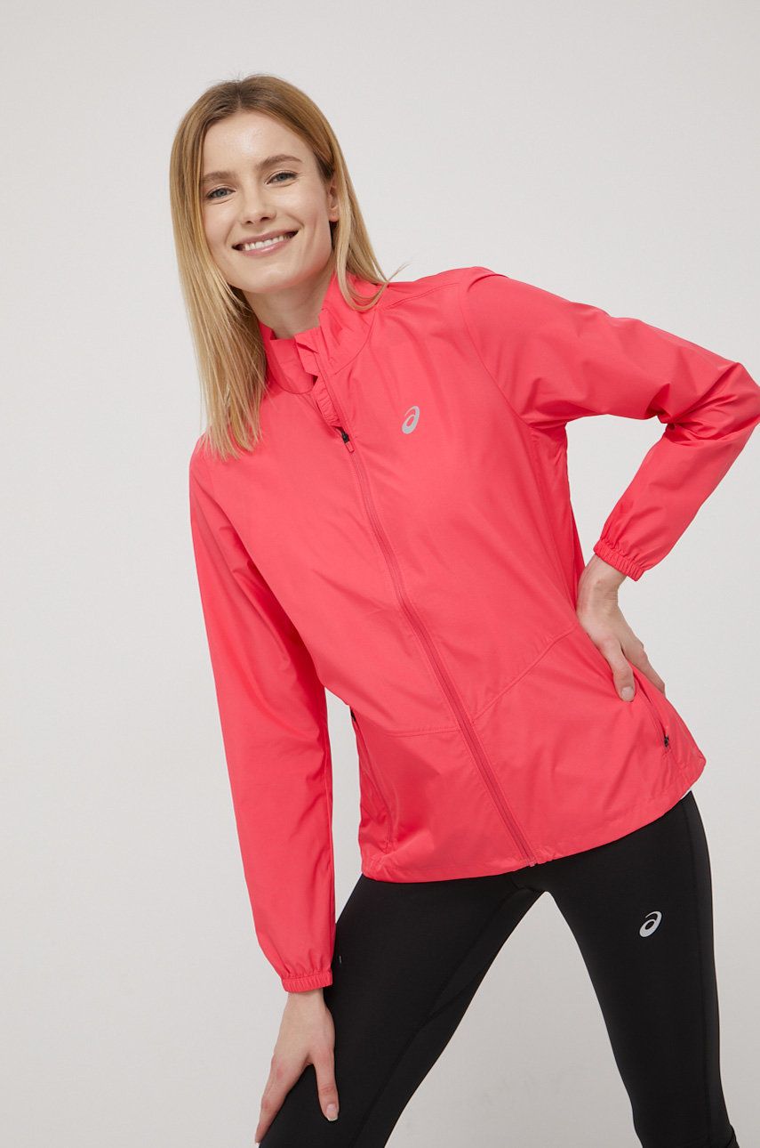 Sportovní bunda Asics růžová barva - růžová -  100 % Recyklovaný polyester
