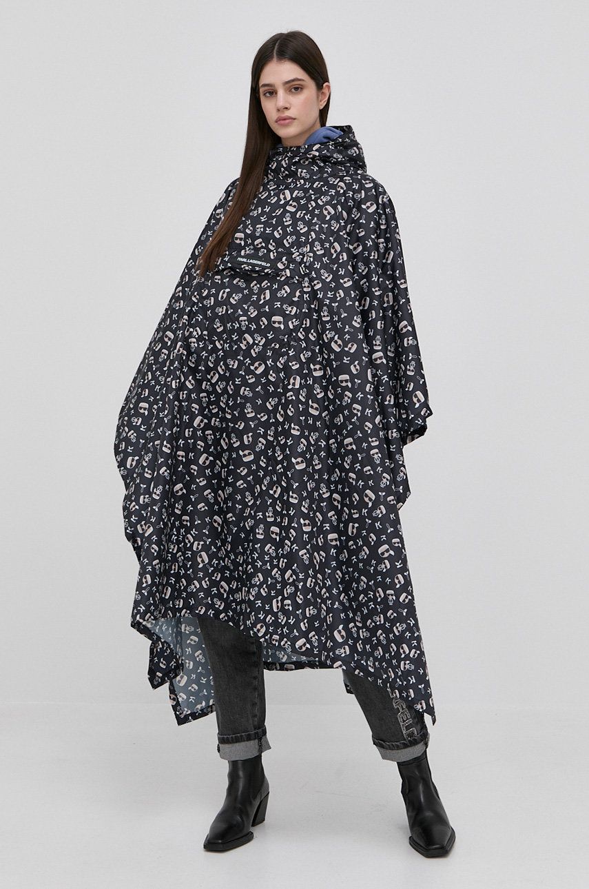 Karl Lagerfeld palton de ploaie femei, culoarea negru, de tranzitie