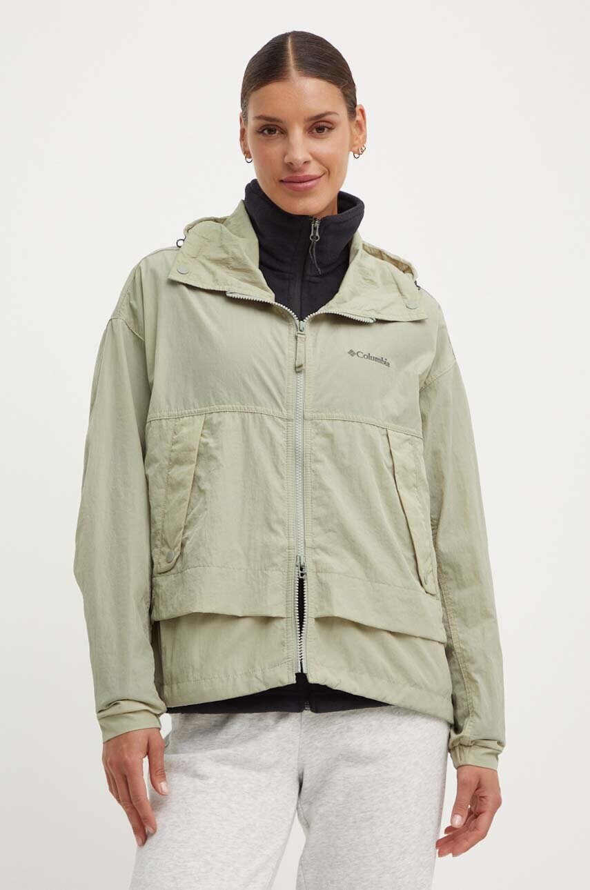 Columbia windbreaker TERREX Paracutie culoarea verde, de tranziție, oversize 1989441
