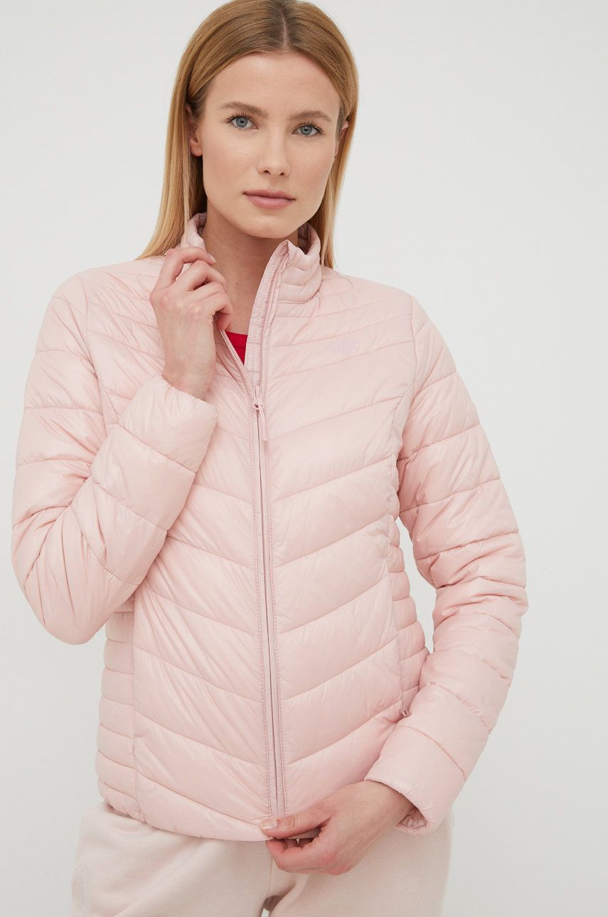 4F kurtka puchowa damska kolor różowy przejściowa