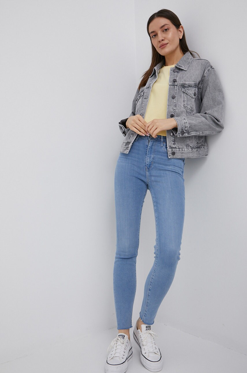 Superdry geaca jeans femei, culoarea gri, de tranzitie answear.ro