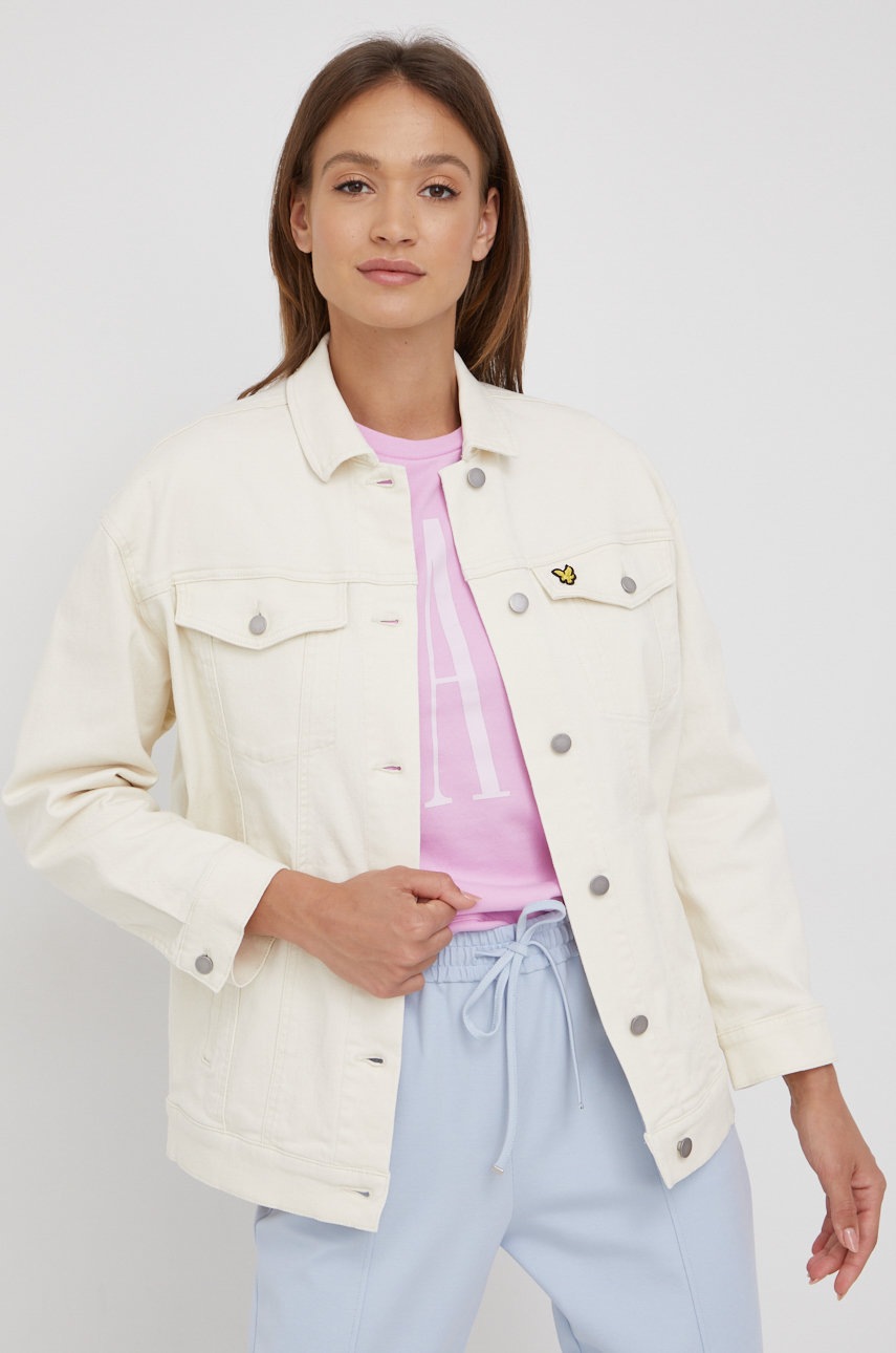 

Джинсова куртка Lyle & Scott жіноча колір бежевий перехідна