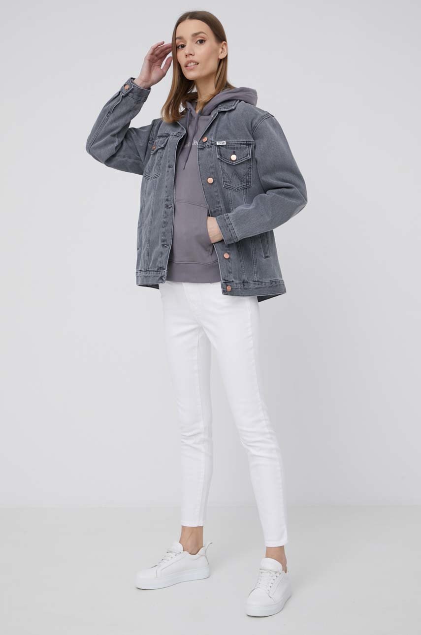 

Джинсовая куртка Wrangler женская цвет серый переходная oversize