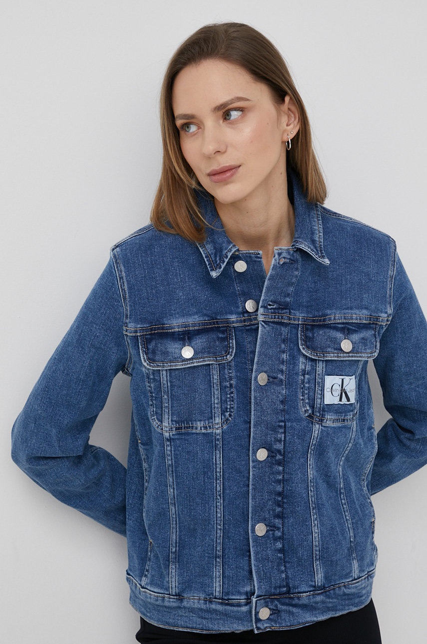 

Дънково яке Calvin Klein Jeans дамска с преходна изолация, Син