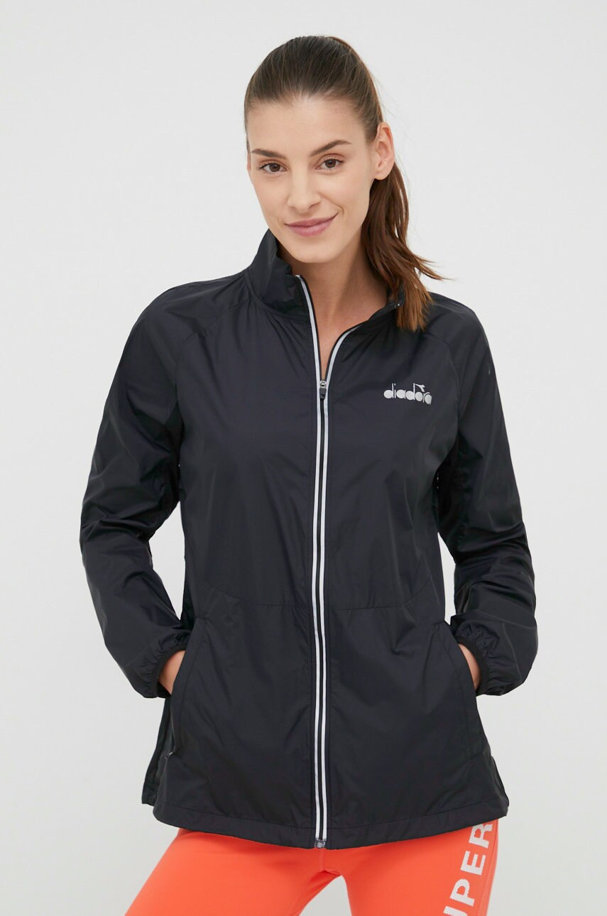 Diadora windbreaker culoarea negru, de tranzitie