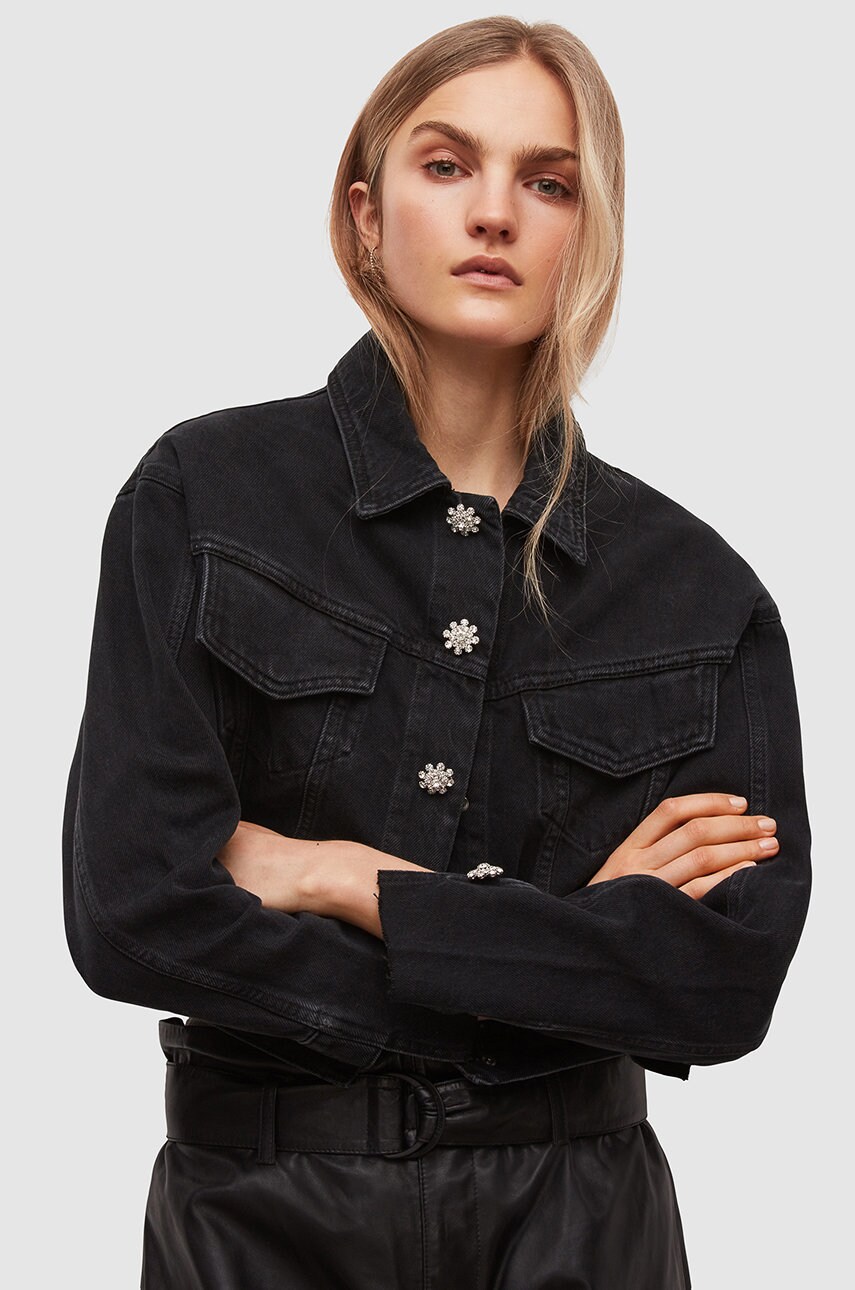 

Джинсова куртка AllSaints жіноча колір чорний перехідна