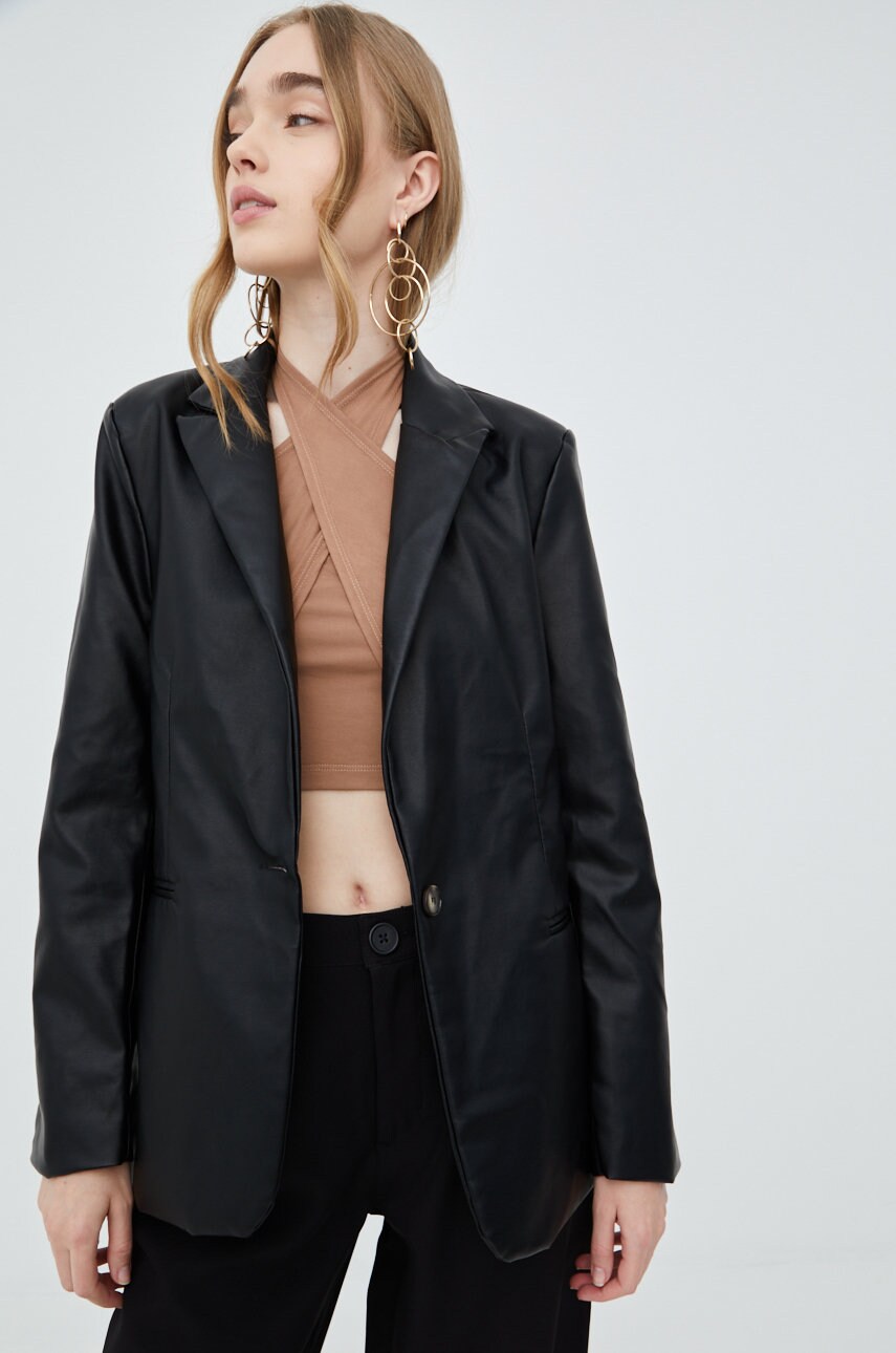 Brave soul sacou culoarea negru, un singur rand de nasturi, neted