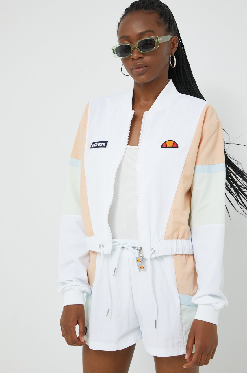 Ellesse geaca femei, culoarea alb, de tranzitie, oversize