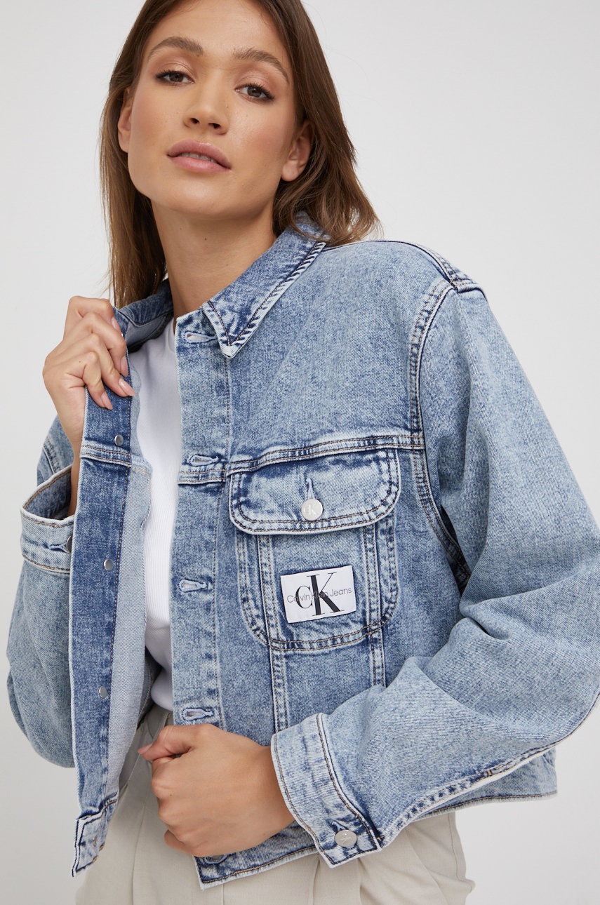 

Дънково яке Calvin Klein Jeans с преходна изолация, Син