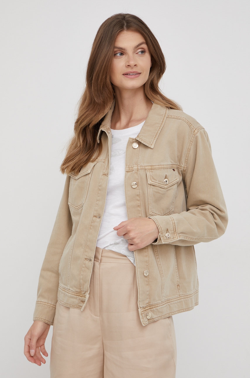 

Дънково яке Tommy Hilfiger в бежово с преходна изолация с уголемена кройка, Бежов