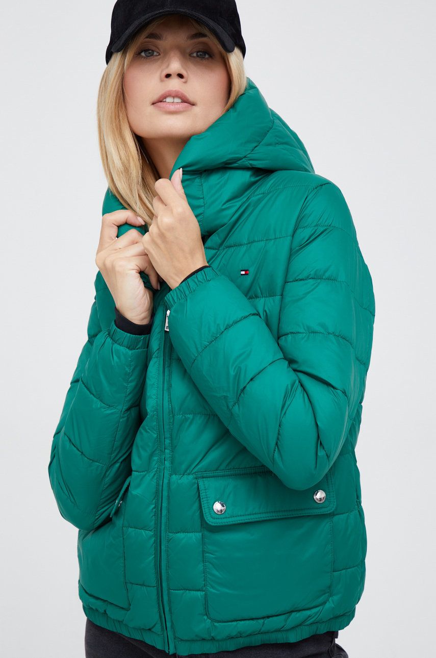 Tommy Hilfiger kurtka damska kolor zielony zimowa
