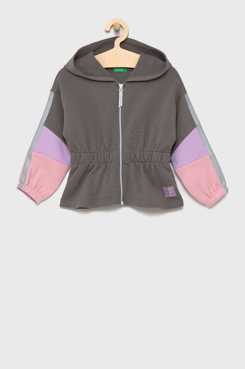 

Детски памучен суичър United Colors of Benetton в сиво с изчистен дизайн, Сив