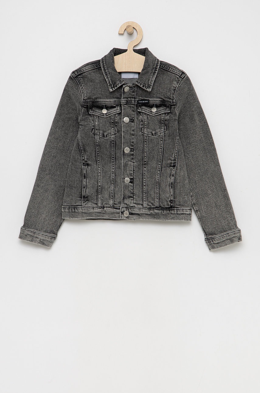 

Детско дънково яке Calvin Klein Jeans в сиво, Сив